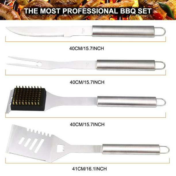 Includes Spatula Tongs Basting Brush HC-1005 Home-Complete BBQ Grill Tool Set- Stainless Steel Barbecue Grilling Accessories Aluminum Storage Case 